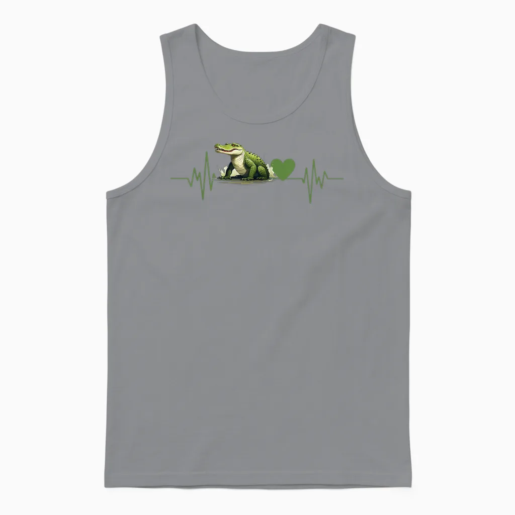 Crocodile Alligator Crocodiles Heartbeat T-Shirt, Black, S Unisex Tank Top in Sport Grey