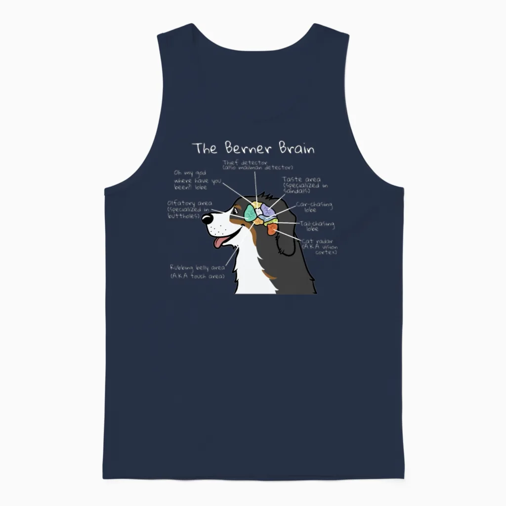 The Bernese Mountain Dog Brain Unisex Tank Top in Navy