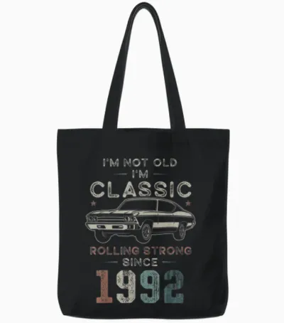 Née En 1992, 34e Anniversaire Voiture Classique Tote Bags - Black