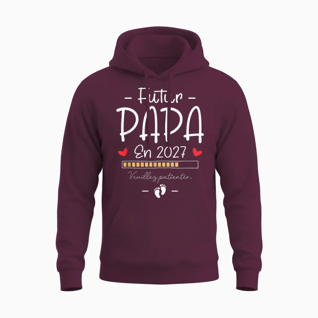 Annonce Grossesse Famille 1er Fois Papa - Futur Papa 2027 Unisex Hoodie in Maroon