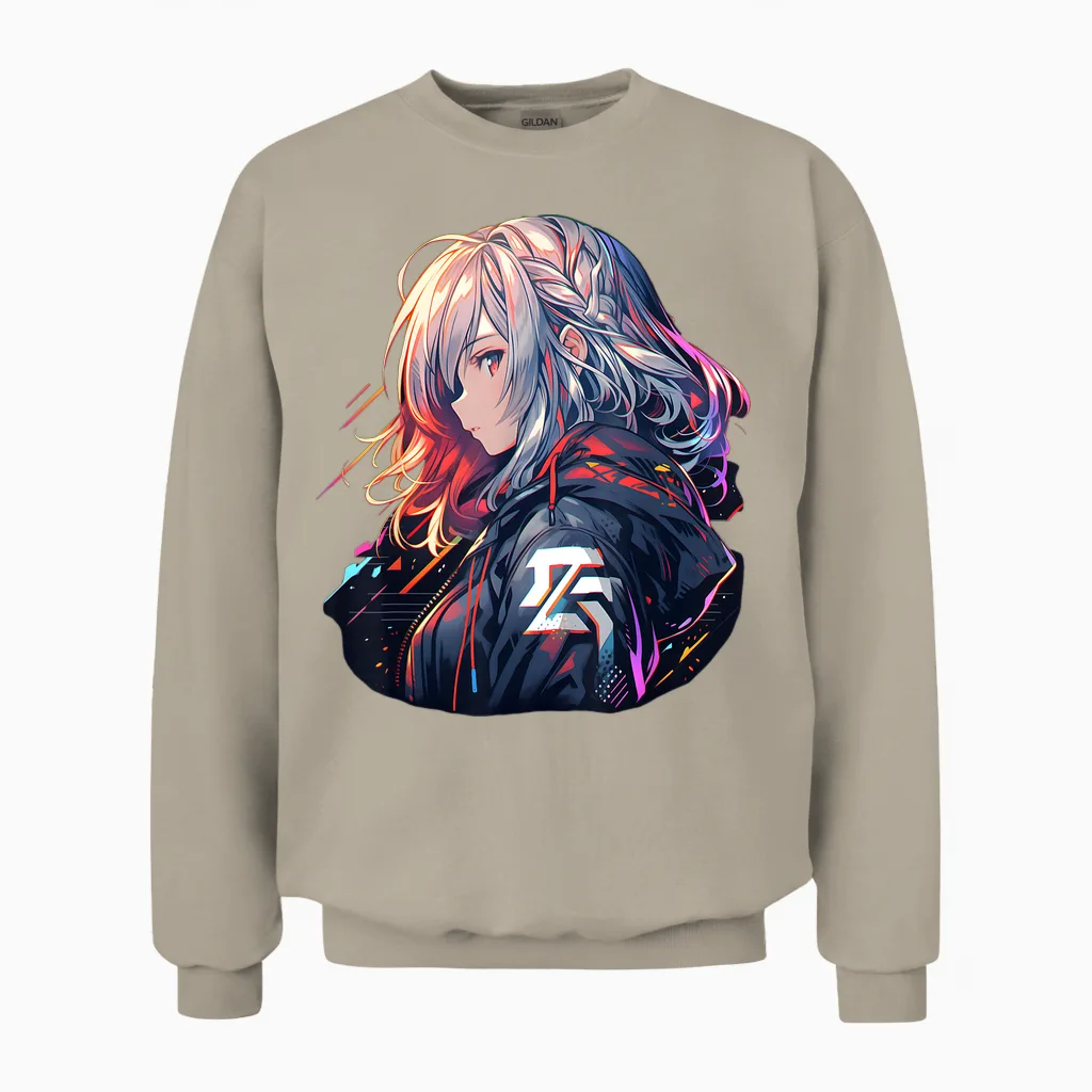 Manga Anime ästhetische Cyberpunk Techwear Harajuku Unisex Sweatshirt in Sand