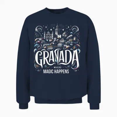 Granada Spain Travel Vacation Granada Skyline Unisex Sweatshirt - Navy