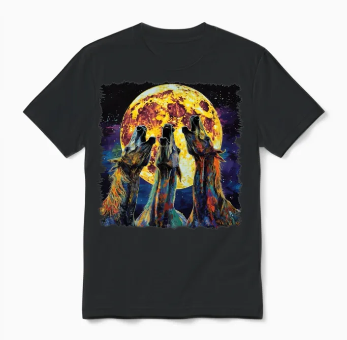 Appaloosa Horse Howling Moon Unisex T-Shirt in Black
