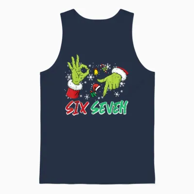 Christmas Six Seven 67 Funny Meme 6 7 Xmas Women Men Unisex Tank Top - Navy
