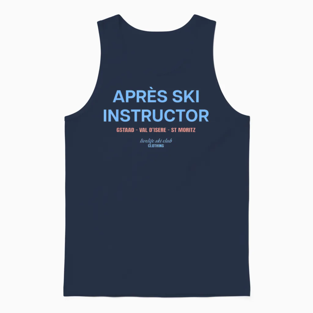 Aprés Ski Instructor X Livelife Ski Club Skifahrer Frontal Unisex Tank Top in Navy