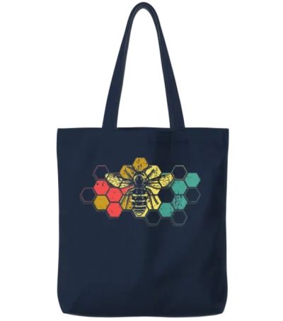 Bee Bee Honeycomb Retro Vintage Honey Gift Tote Bags - Navy