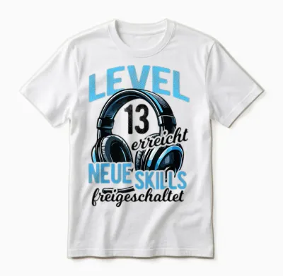 13. Geburtstag Jungen Video Gamer Level 13 Erreicht Junge Unisex T-Shirt - White