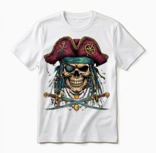 Squelette De Pirate Bateau Bateau Capitaine Pirate Art Homme Femme Unisex T-Shirt - White