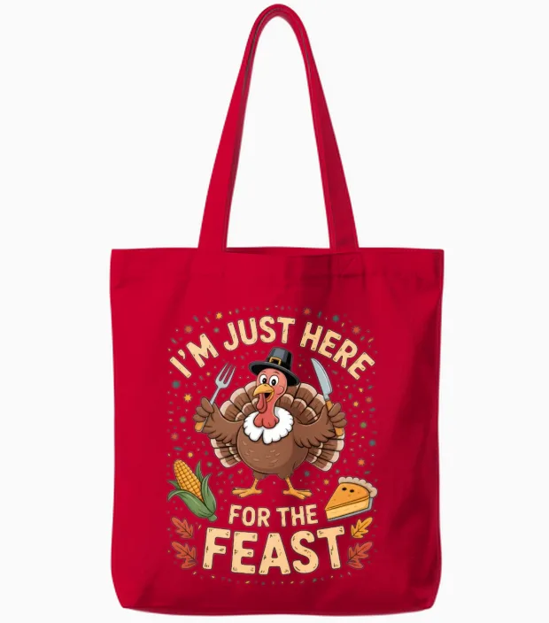 Thanksgiving Day Funny Turkey Tote Bags in Red
