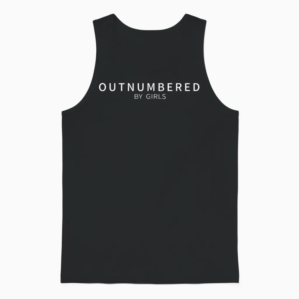 Outnumbered by Girls Funny Dad of Daughters Father's Day Unisex Tank Top in Black