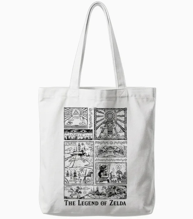 Nintendo Zelda the Legend Lives in Tonal Glyphs Tote Bags in White