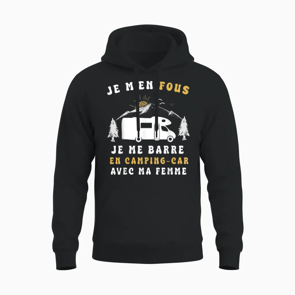 Camping Car Humour Je Me Barre En Camping-T-Shirt, Black, S Unisex Hoodie in Black