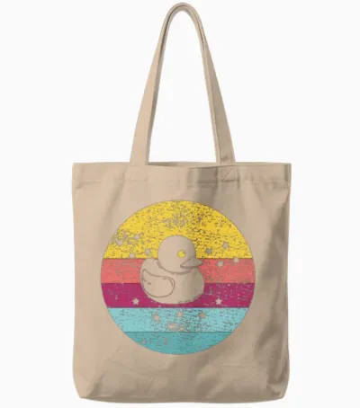 Bath Duck Retro Tote Bags - Natural