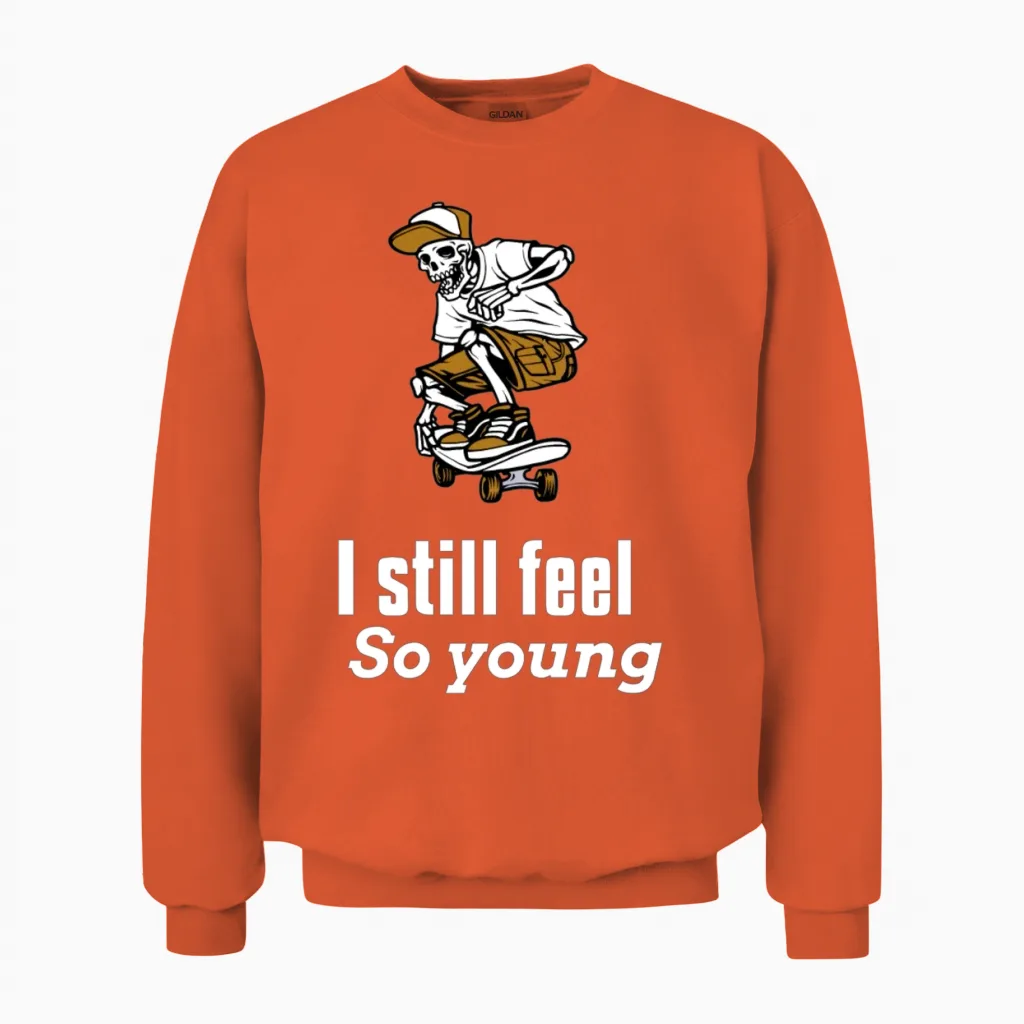 Funny Halloween Skelton Unisex Sweatshirt in Orange