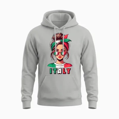Italy Italian Girls Italia Girls Cute Women Children Mum Wife T-Shirt, White Unisex Hoodie - Ash
