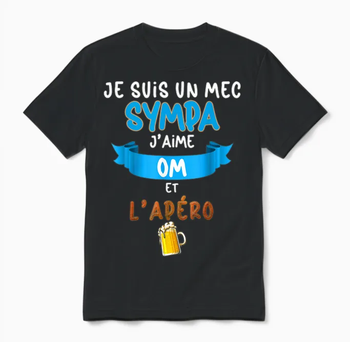 Nice Om L'apéro Humour Marseille Supporter Foot Unisex T-Shirt in Black