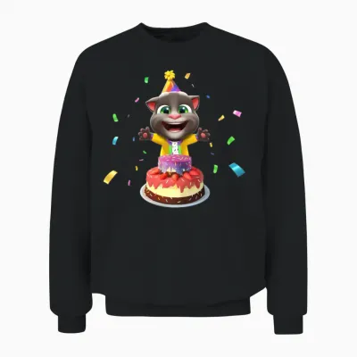 Talking Tom Birthday Cake Unisex Sweatshirt - Black