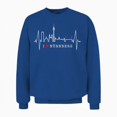 Nürnberg Skyline Herzschlag Fan Herz Liebe I Love Nürnberg Unisex Sweatshirt - Royal