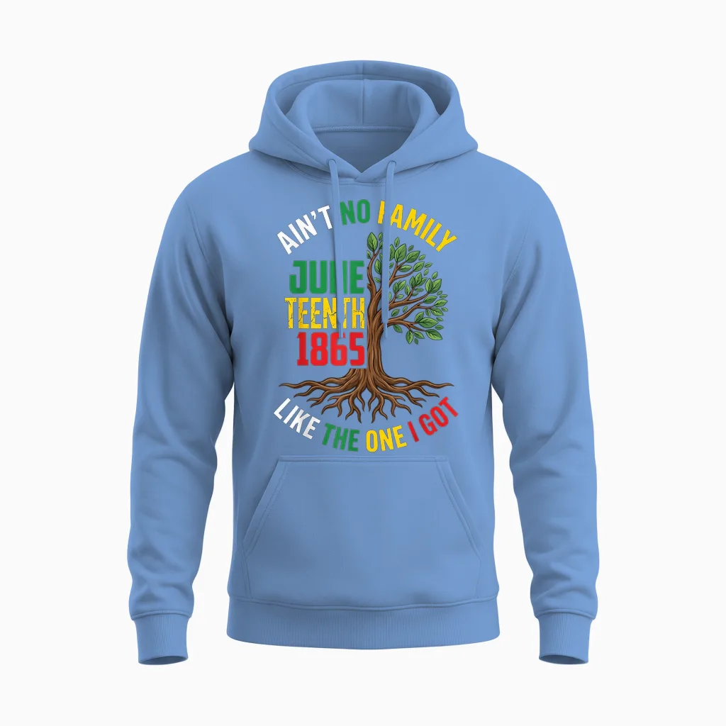 Ain't No Family Like the One I Got Juneteenth Family Retro Unisex Hoodie in Carolina Blue