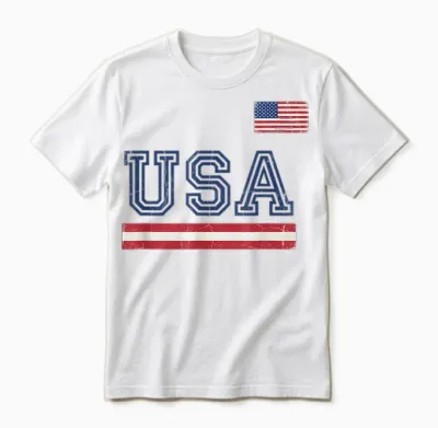 T-Shirt Drapeau Américain Maillot Rétro Vintage Usa Unisex T-Shirt - White