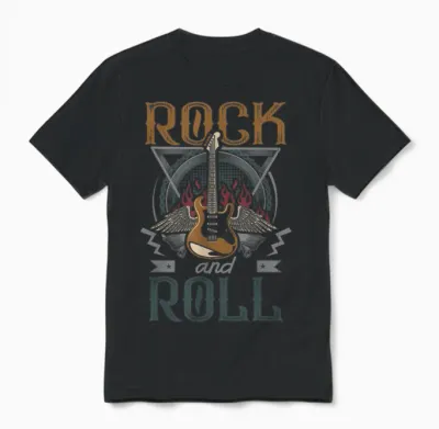 Vintage Retro 80s Rock & Roll Music Guitar Wings Unisex T-Shirt - Black
