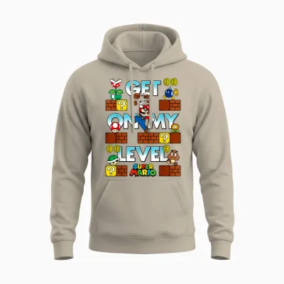 Super Mario Get on My Level Game Play Unisex Hoodie - Sand