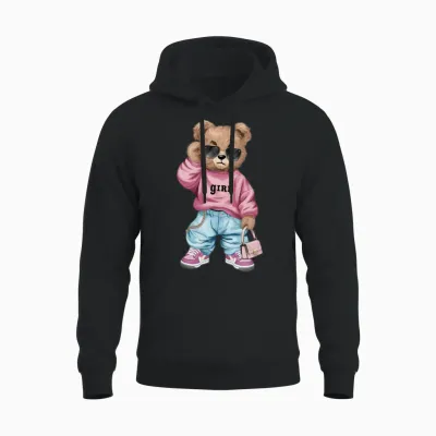 Funny Teddy Bear. Unisex Hoodie - Black