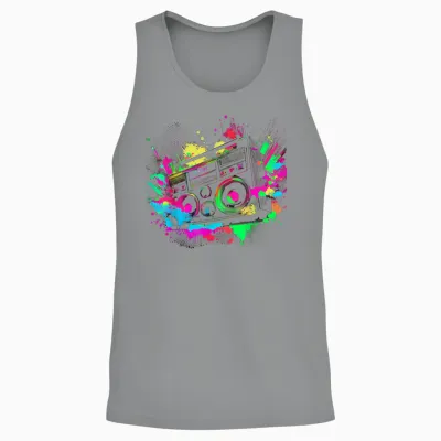 80s 90s Retro Party Fancy Dress Cassette T-Shirt, Black Unisex Tank Top - Sport Grey