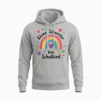 Kleine Schwester Vom Schulkind Regenbogen Geschwister Kinder Unisex Hoodie - Ash