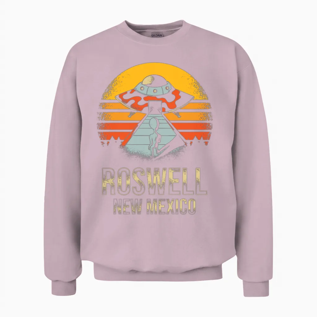 Roswell New Mexico Ufo Alien Unisex Sweatshirt - Light Pink