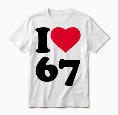I Love Heart 6-7 Meme Dominosix-Seven Funny 67 Gen Z Alpha Unisex T-Shirt - White