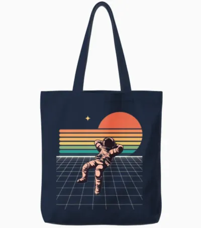 Retro Astronaut Tote Bags - Navy