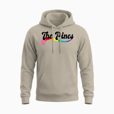 The Pines Fire Island Ny Rainbow Logo Lgbtq Pride Unisex Hoodie - Sand