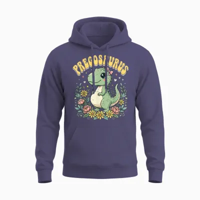 Pregosaurus Enceinte Maman Dinosaure Unisex Hoodie - Heather Sport Dark Navy