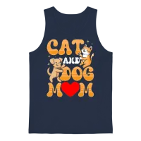 Cat and Dog Mom Dogs Cats Lover Unisex Tank Top - Navy – 1