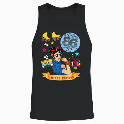 Anniversaire 1986 Vignette Auto Femme 39 Ans Légende Vintage Unisex Tank Top - Black