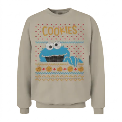 Sesame Street Cookie Monster Ugly Xmas Unisex Sweatshirt - Sand