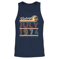 1974 in July Retro Unisex Tank Top - Navy – 2