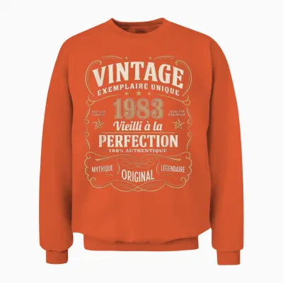 42 Years Man 1983 Birthday T Shirt 42 Years Man 1983 T-Shirt, Black, S Unisex Sweatshirt - Orange