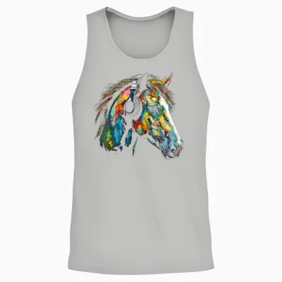 Horse Artwork Bunte Musik Tier Kopfhörer Pferd Unisex Tank Top - Ash