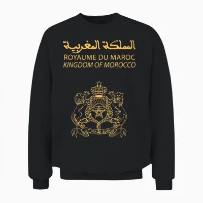 Morocco Passport Stamp Tee Logo Travel Amateur Clothing T-Shirt, Black, S Unisex Sweatshirt - Black