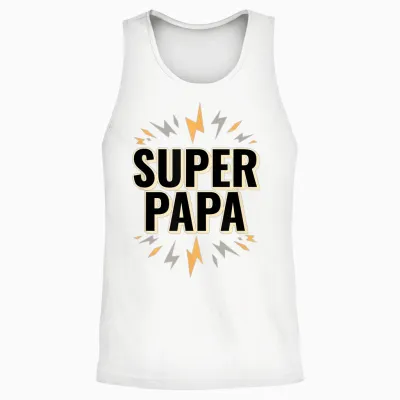 Man Super Dad Superhero Dad Funny Birthday Gift T-Shirt, Black, S Unisex Tank Top - White