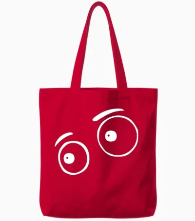 Cute Funny Eyes Tote Bags - Red