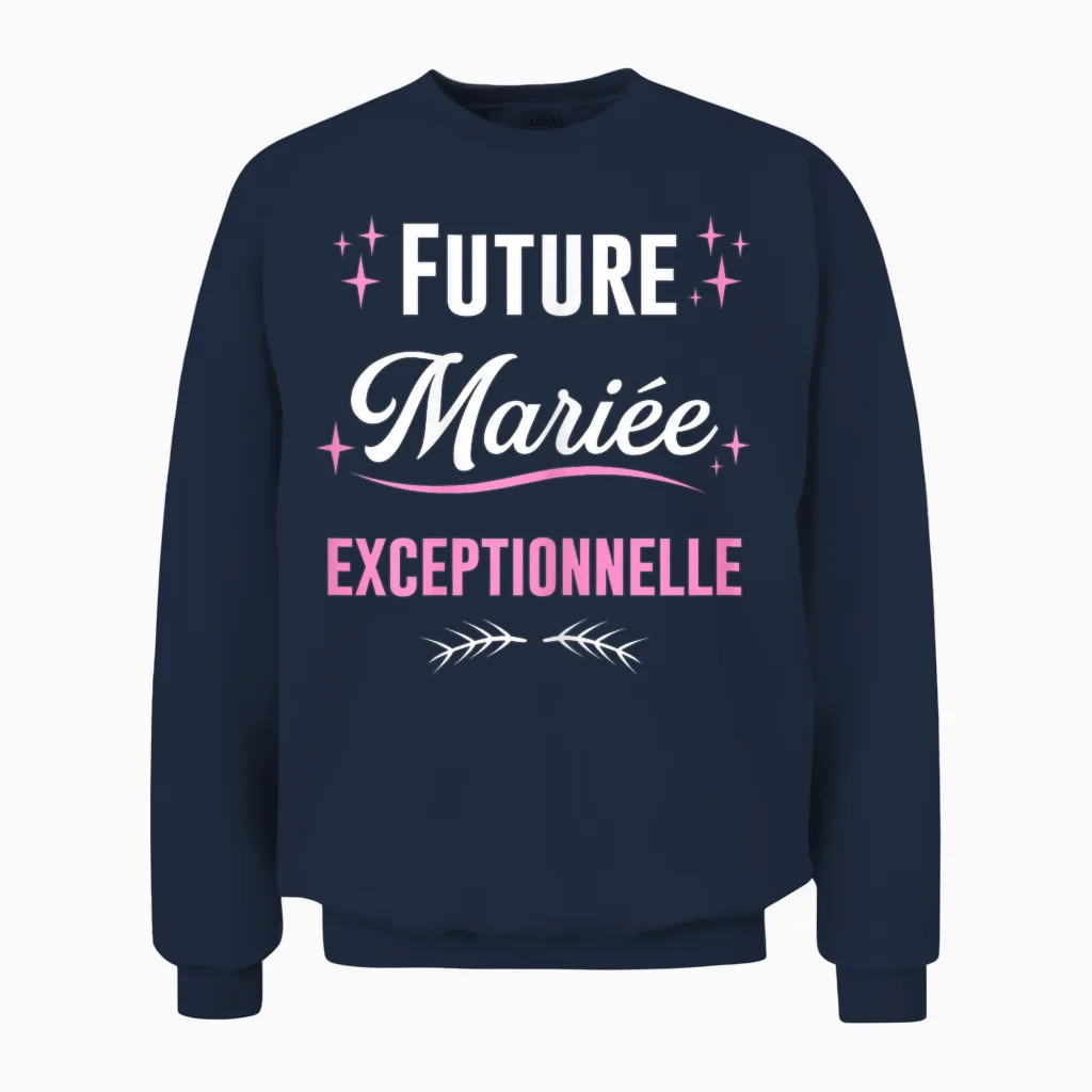 Future Bride Outstanding Wedding Evjf T-Shirt, Black Unisex Sweatshirt in Navy