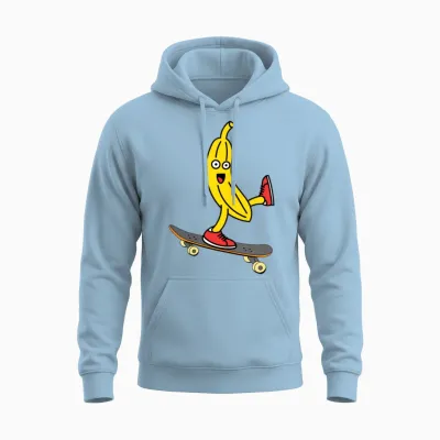Banana Skateboard Funny Unisex Hoodie - Light Blue