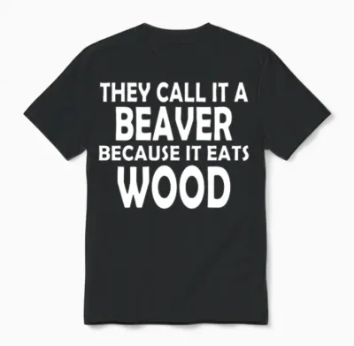 Beaver Wood Logo Funny Unisex T-Shirt - Black