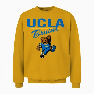 Kids Ucla Bruins Kid's Joe Bruin Mascot Gray Officially Licensed Unisex Sweatshirt - Gold