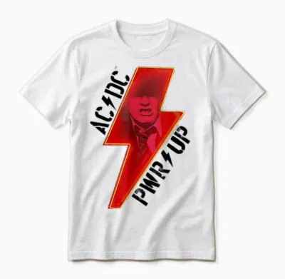 Offizielles Ac/dc Pwrup Album Bolt Rock Musik Band Logo Unisex T-Shirt - White