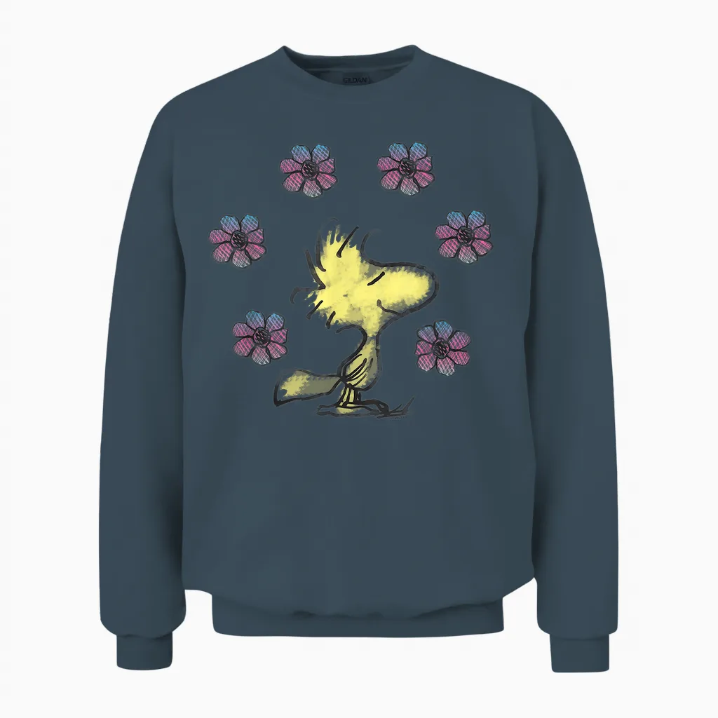 Peanuts Woodstock Liebe Blumen Unisex Sweatshirt in Dark Heather