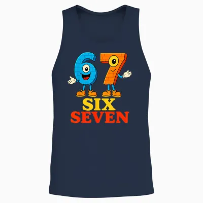 67 Six Seven 6-7 Funny Italian Brainrot Funny Game Meme For Unisex Tank Top - Navy